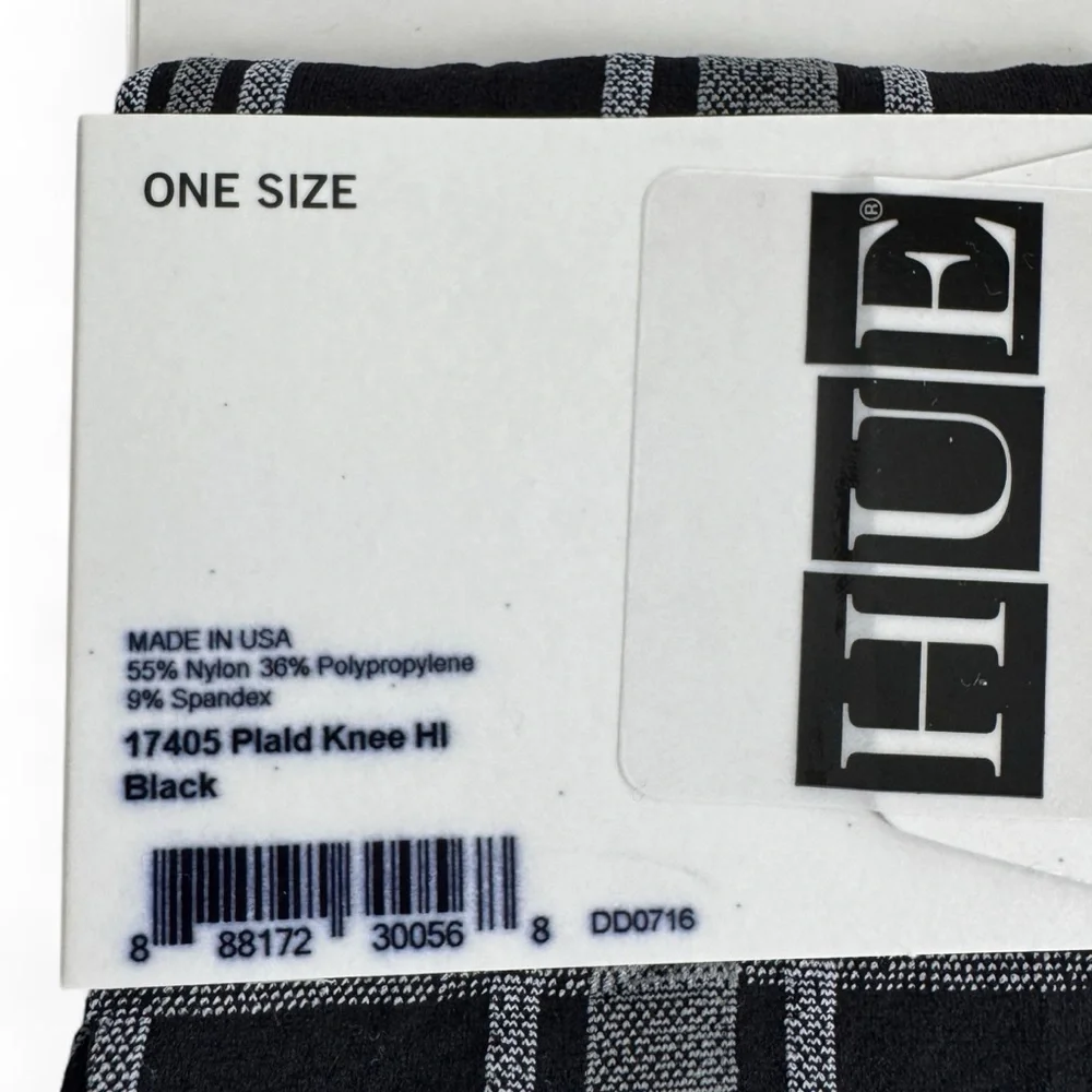 Hue Black Gray Plaid Knee High Socks Womens One Size Fits Most‎
